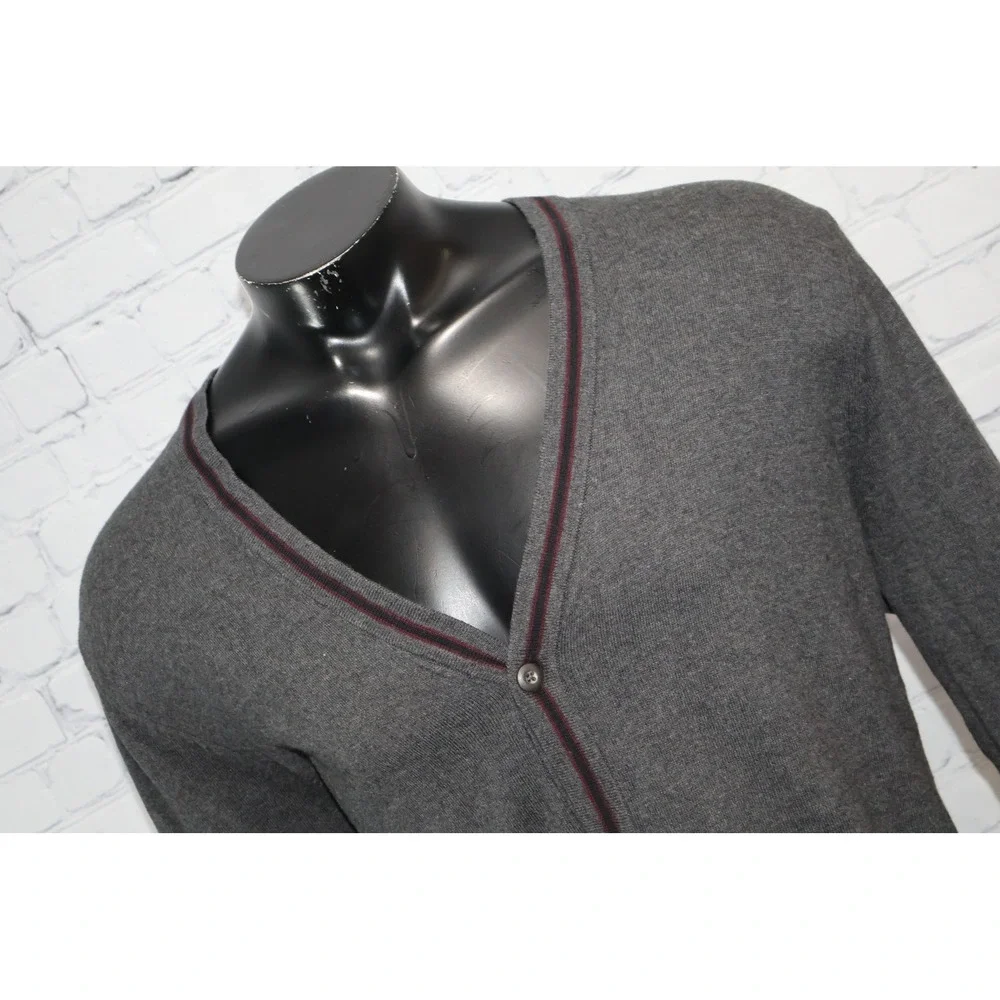 Banana Republic Cardigan Mens XL Gray V-Neck Cotton Wool Blend Front Button